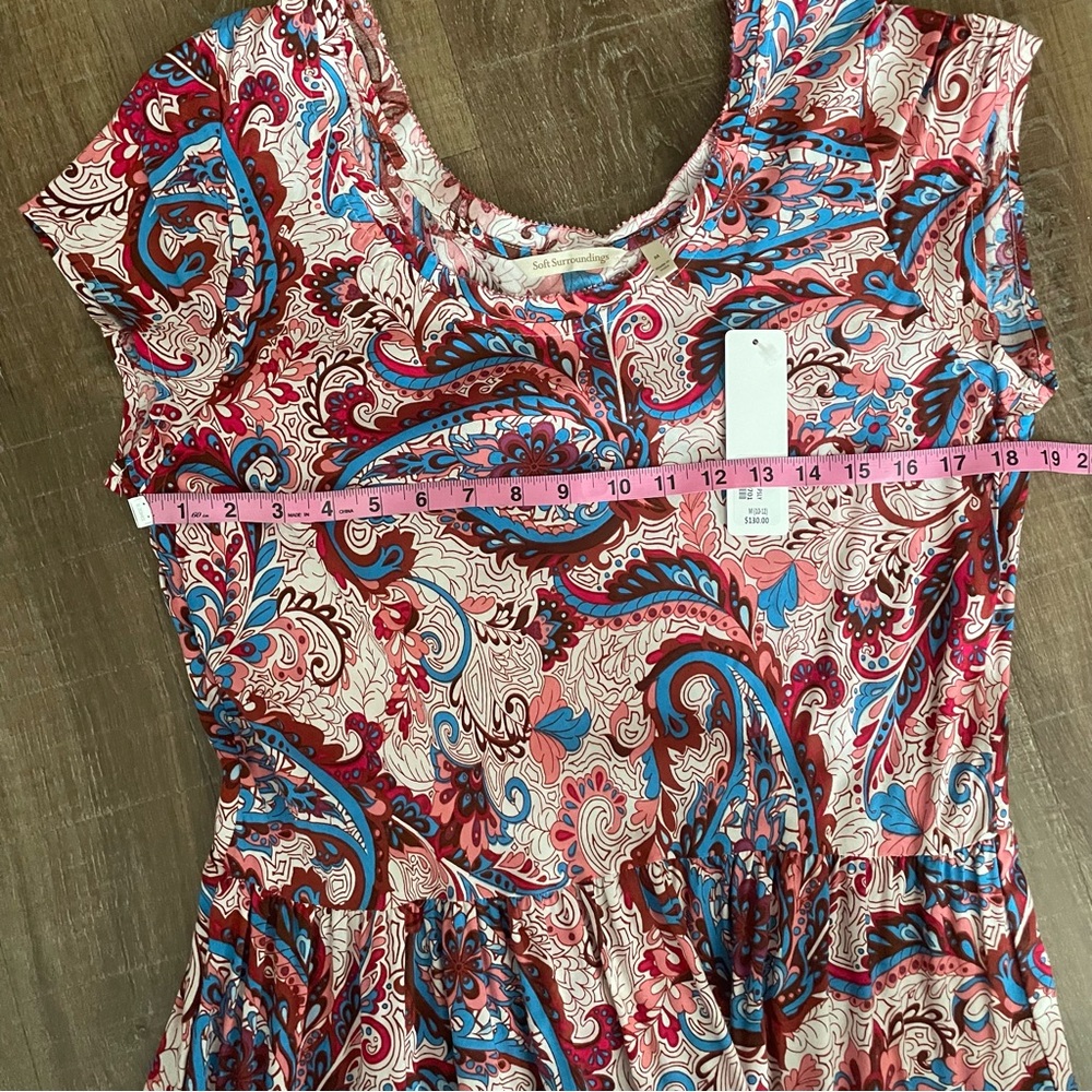 NWT Soft surroundings Kara Paisley Print Pink and Blue Dress - Picture 7 of 9